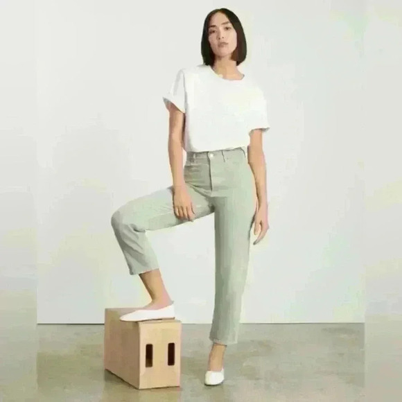 Everlane Womens The Way High Slim Jean Straight Leg Sage Green Size 31 Short - Picture 2 of 12